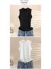 Women's Sleeveless Semi-High Neck Slim Cotton Vest - Solid Color Summer Top