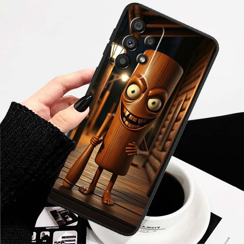 Tung Tung Sahur Anime Art For Samsung A73 A72 A71 A55 A54 A53 A52 A51 A13 A22 A16 A15 A12 A14 A26 A07 5G Black Phone Case