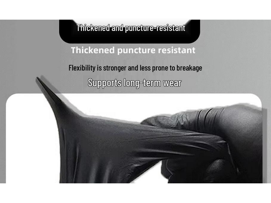 Black Nitrile Oil-Resistant Non-Slip Thickened Disposable Gloves for Industrial and Household Use