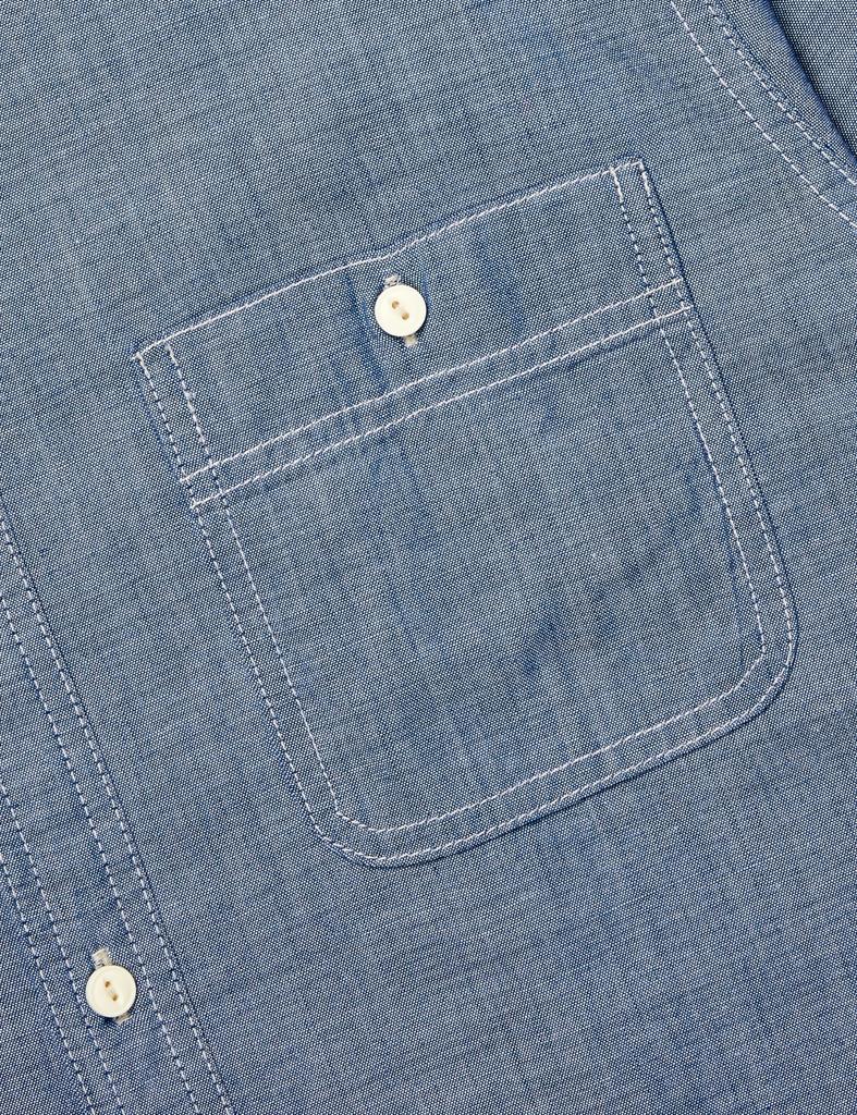 Amazon Essentials Men's Regular Fit Chambray Shirt, Long Sleeve, Rinse, Size L