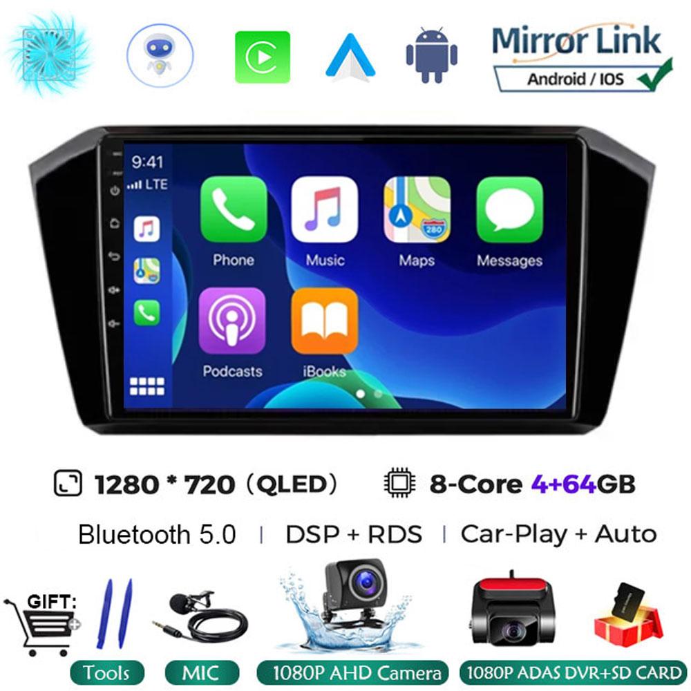 10.1 Inch  Car Radio Android 14 For VW Volkswagen passat B8 2015 - 2020Wireless Carplay Auto Multimedia ADAS AHD RDS Video DSP
