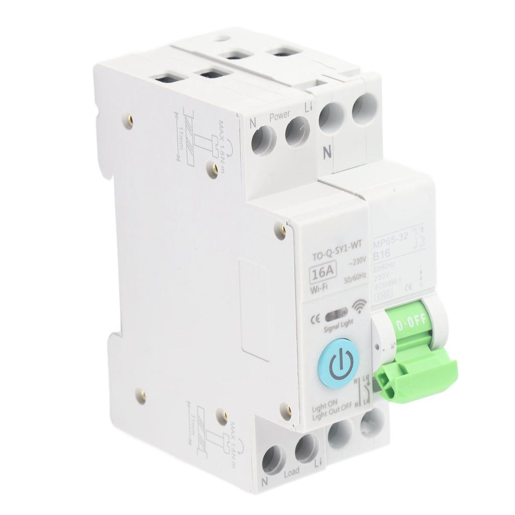 1P+N Smart Intelligent WiFi Circuit Breaker 3 Timing Modes Remote Control Household Circuit Breaker 16A AC230V