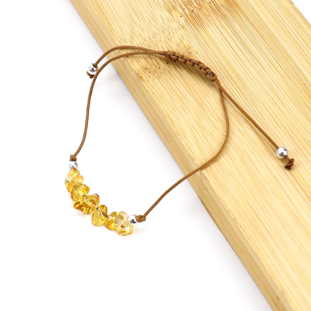 Popular Irregular Gravel Rough Stone Woven Wax Wire Bracelet Bohemian Tiger Eye Amethyst Beach Hand Rope B83
