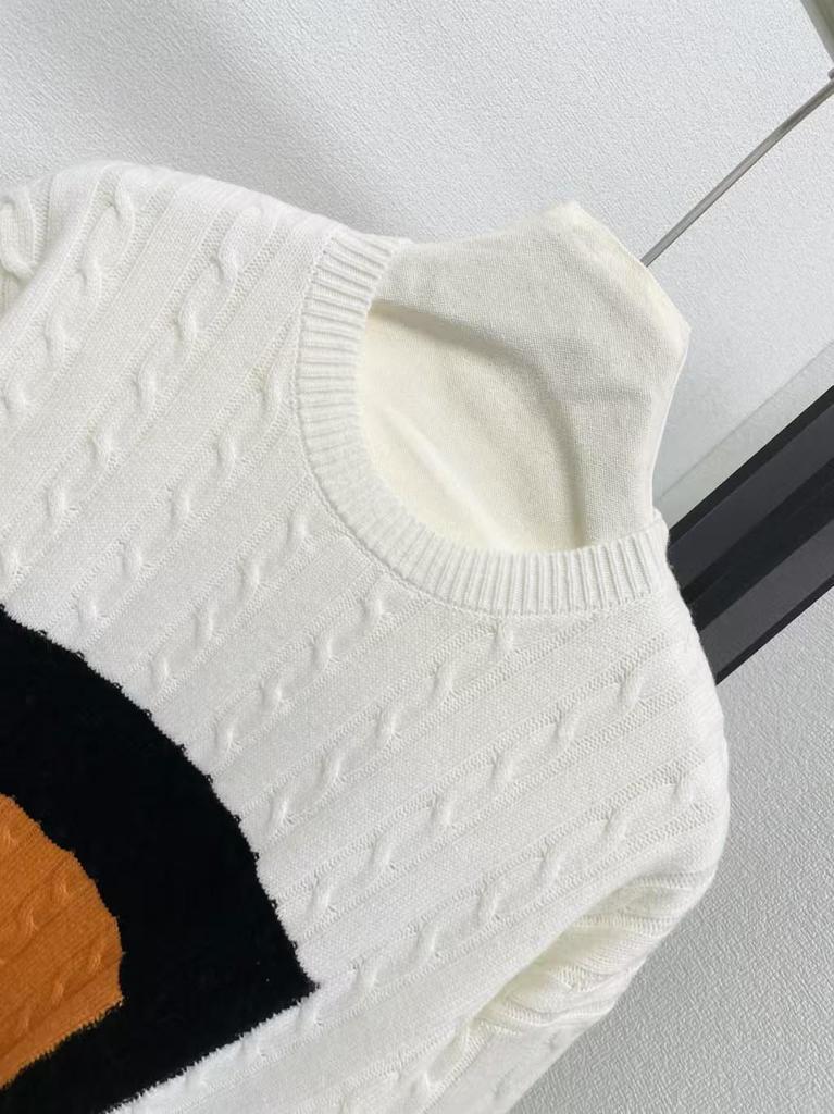 Retro Color Block Cable Knit Pullover: Women's Autumn/Winter Round Neck Sweater