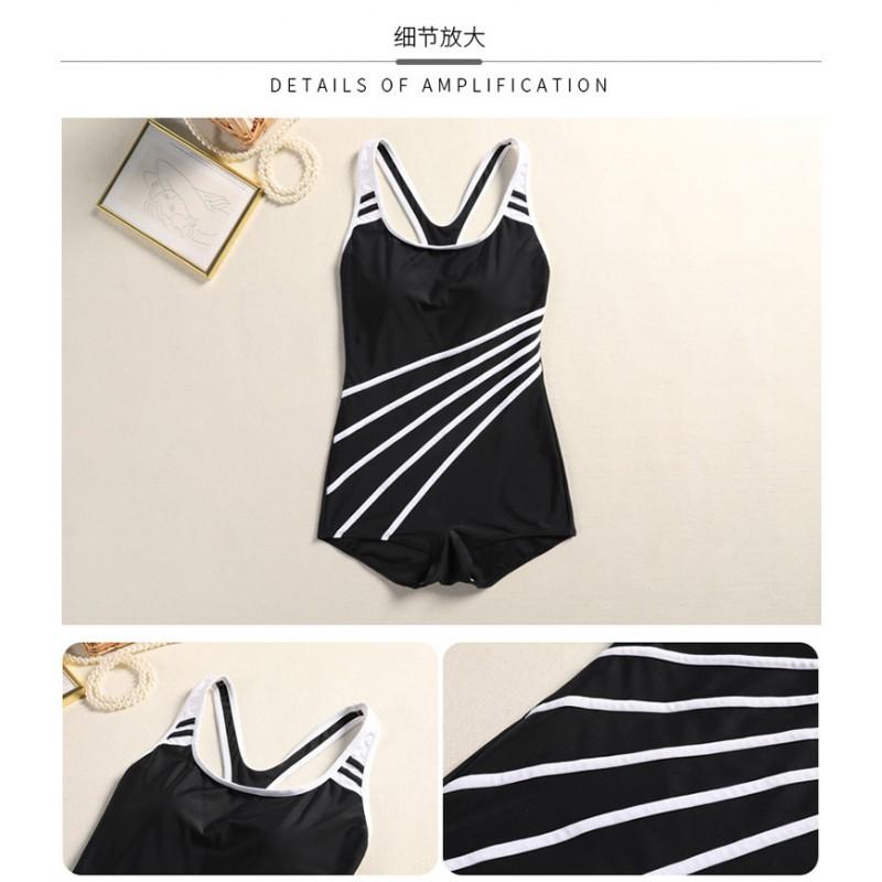 Swimsuit Women's Conservative Belly Cover To Show Slimming Large Size Sports Training One-piece Boxer Hot