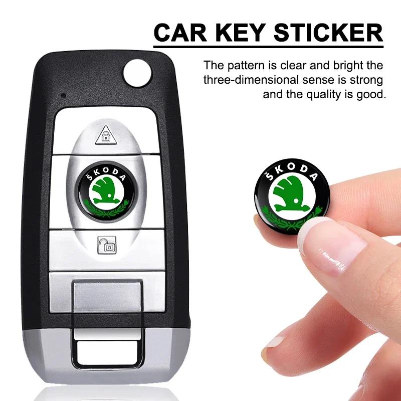 XLM4 14mm Car Remote Key Emblem Badge Radio Button Sticker For Skoda Octavia MK2 MK1 2 3 A5 A7 A8 Fabia Karoq Superb Rapid Kamiq
