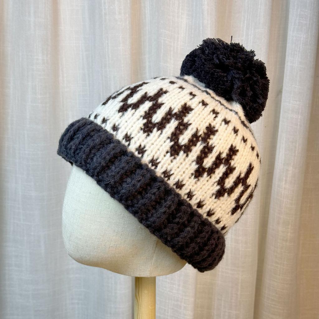 Korean Style Knitted Hat for Cold Protection Versatile Wool Ball Retro Jacquard Wool Hat Women's Autumn and Winter Thickened Warm Ear Protection Hat