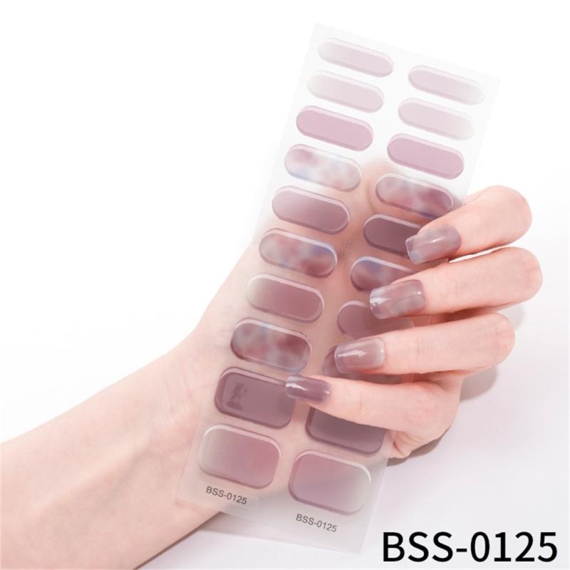 Semi Cured Gel Nail Strips Patches Sliders UV/LED Lamp Cured Adhesive Long Lasting Full Cover Gel Nail Stcikers Manicure