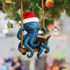 Octopus Reading Ornament Blue Octopus Reading Swing Ornament Sea Creature Christmas Tree Hanging Decor Squid Art Collection Gifts for Ocean Lovers