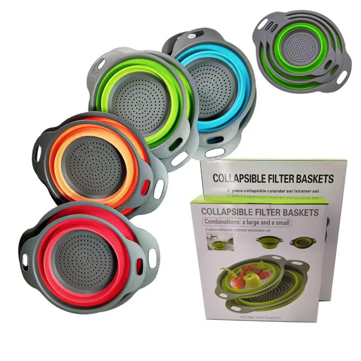 

Silicone vegetable and fruit cleaning and drainage basket cleaning basket Folding water filter net Kitchen Gadgets foldable 24cm x 19.4cm красный