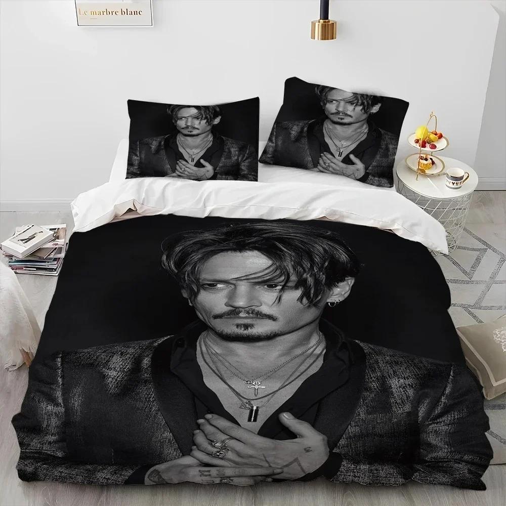 3D Printing Johny Dep Series Warm Comforter Beding Set,Soft Duvet Cover Bed Linen Set Comfortable Quilt Cover Pilowcase,king Quen Sized Dimensions