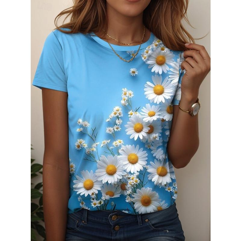 Women s T-shirt printed with fashionable and classic short sleeves XS