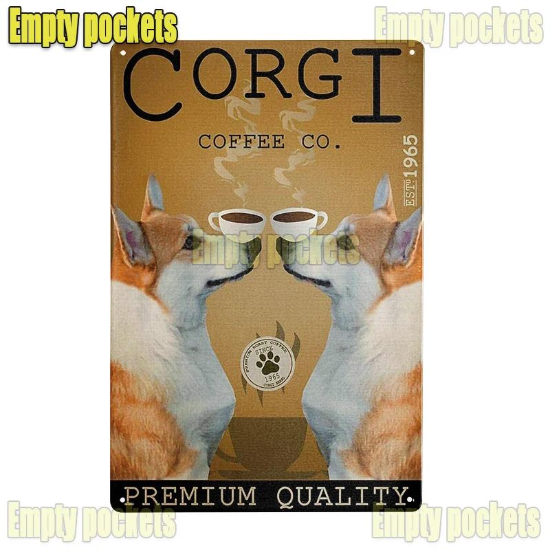 Vintage Pet Dog Corgi Tin Sign Plates for Pet Shop Bedroom Living Room cafe Kitchen metal wall art Decor Gift for Dog Lover