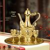 Dragon & Phoenix Wine Set: Silver Pot, Silver-Plated & Gold-Plated Cups, Five-Piece Set in Leather Box.