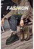 Men's Plus Size Fleece-Lined Leather High-Top Motorcycle Boots - Retro Warm Workwear Style