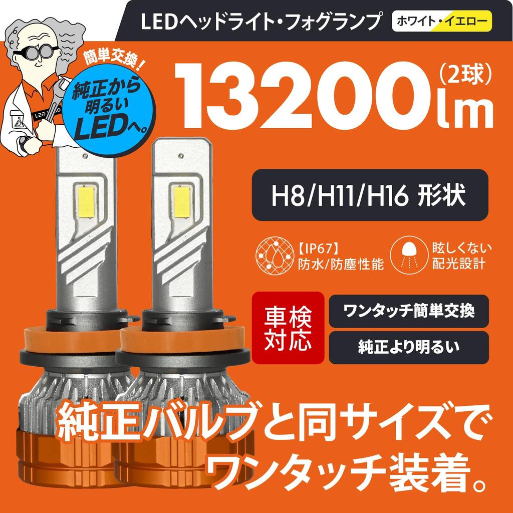 LEDLABO H4 Headlight H8 H11 H16 Fog Lamp Explosion 12000lm White Yellow White Yellow Yellow Yellow (Yellow, H8/H11/H16)