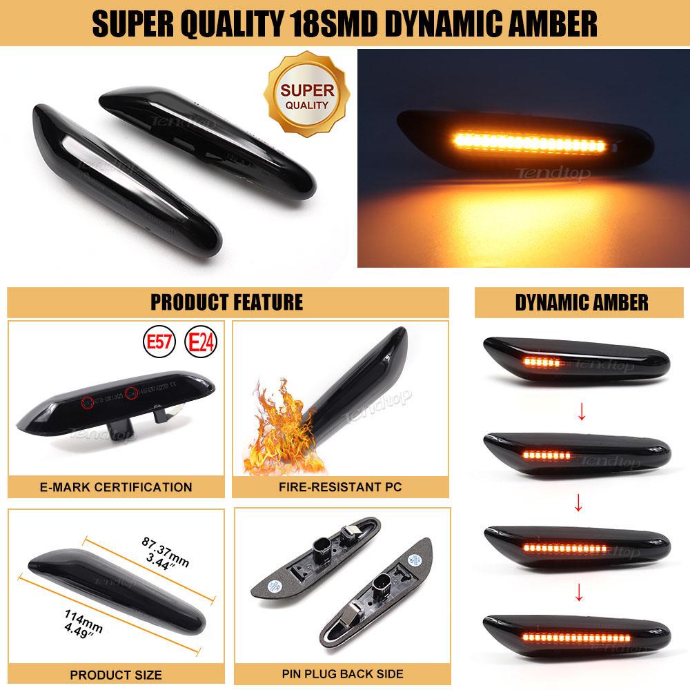 Sequential LED Flashing Dynamic Turn Signal Side Marker Light For BMW E60 E61 E87 E90 E91 E92 E93 E81 E82 E88 E46 X3 E83 X1 E84