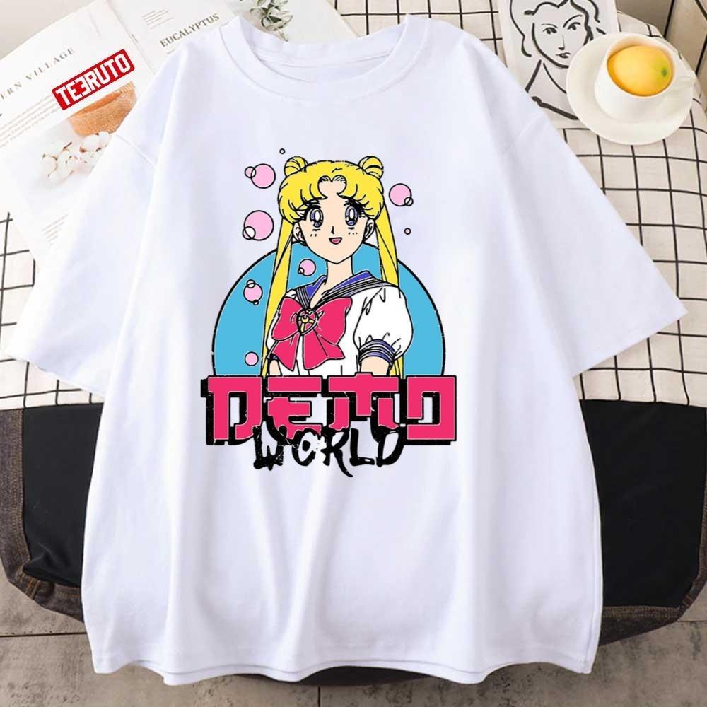 Summer Sailor Moon Men's T-Shirt Retro Poster Graphic Cotton Oversized Breathable Casual Short Sleeve Tee