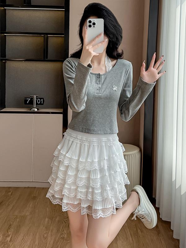 Korean Style Long-Sleeved Two-Piece Dress Set for Early Fall