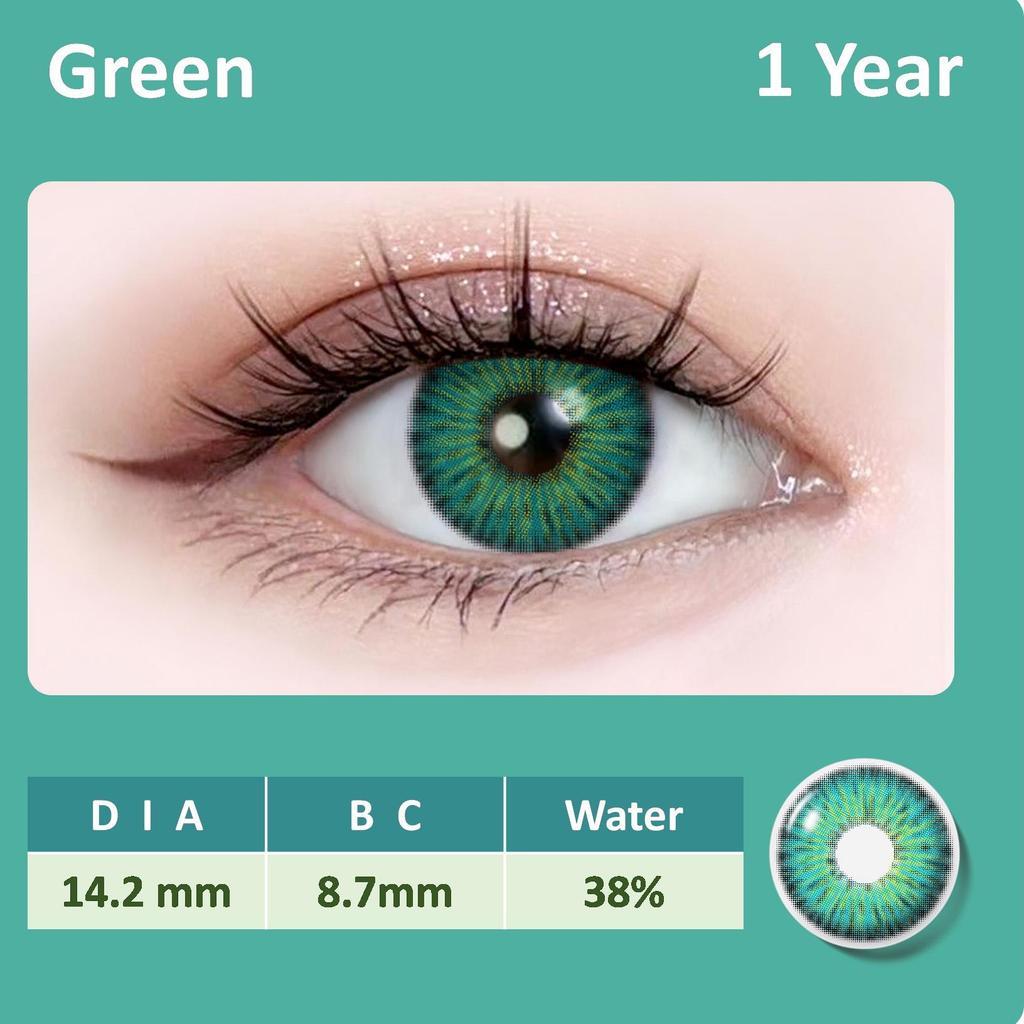 Farbige Kontaktlinsen Europäischer Mischungseffekt Grüne und blaue Augen, Natürliche und tägliche Farbe, 14,2 mm Jahreslinsen