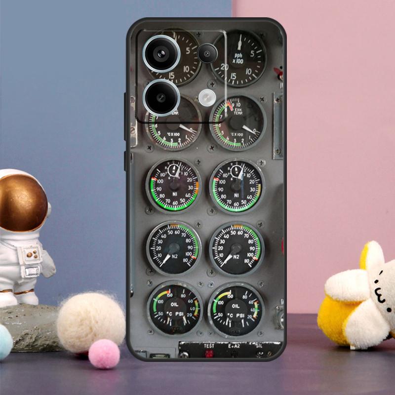 Aircraft Cockpit Dashboard Case For Xiaomi Redmi Note 14 13 9 10 11 12 15 Pro Plus Redmi 15 15C 14C 10C 12C 13C Cover