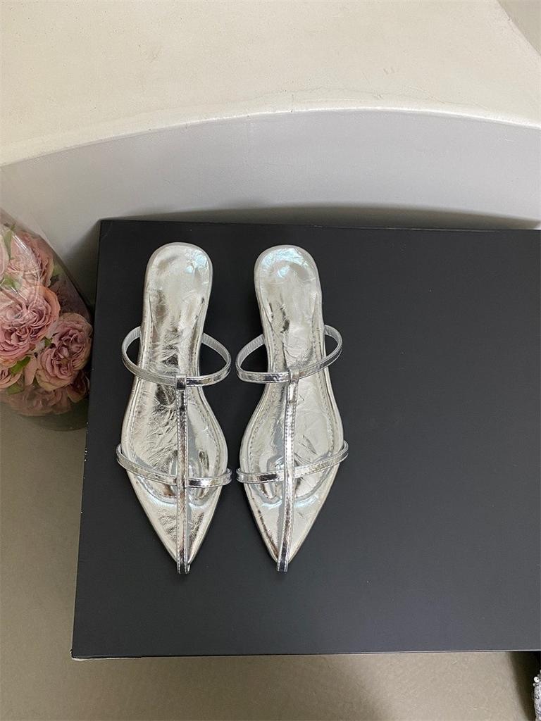 Korean version of pointed cross with outer slippers open-toed sexy beach shoes 2025 summer niche mid-heel wedge sandals