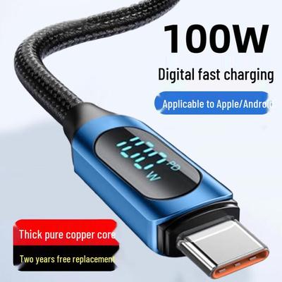 120W Digital Display Fast Type-C Charging Cable for Apple 15/16 & Huawei Honor 6A