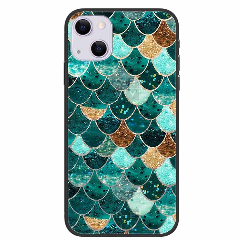 For iPhone 14/14 Plus Case Black Silicone Soft TPU Luxury Flower Animal Back Cover For iPhone 14/14 Plus New Shells for iPhone14