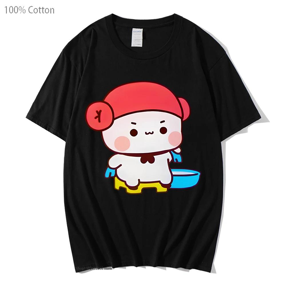 Mochi Panda and Brownie Bear Enjoying The Bath Shirt Cute Dudu and Bubu Couple T-Shirts Summer Clothes for Men Women