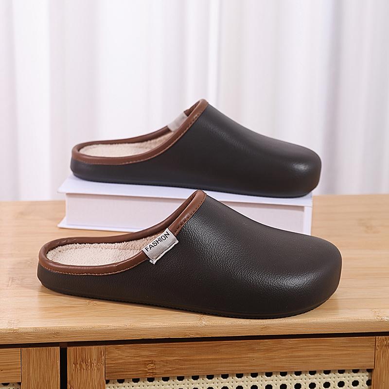 Fashion Cotton Slippers for Men Women Winter Casual Home Shoes with Fur Indoor Outdoor Waterproof Warm Plush Shoes Couple Slides
