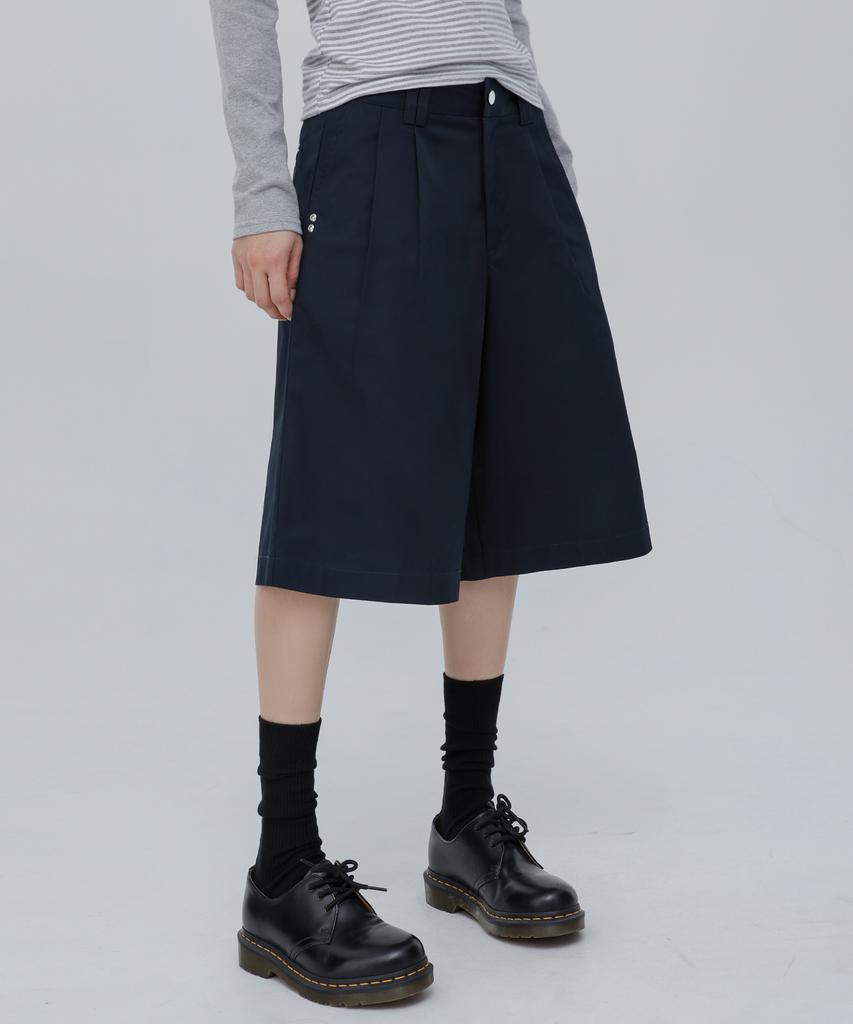 CHICKS Bermuda Wide Cotton Pants Navy