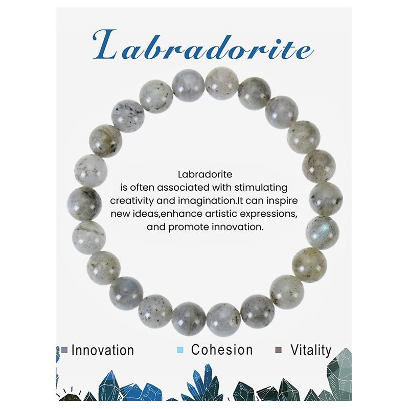 Natural Stone Beaded Bracelets With Card 8mm Apatite Amethysts Carnelian Tiger Eye Stone Stretch Bracelets For Women Men