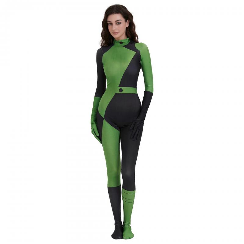 Shego/Kim Possible Cosplay Bodysuit for Kids & Adults Halloween Costume Role Play Suit