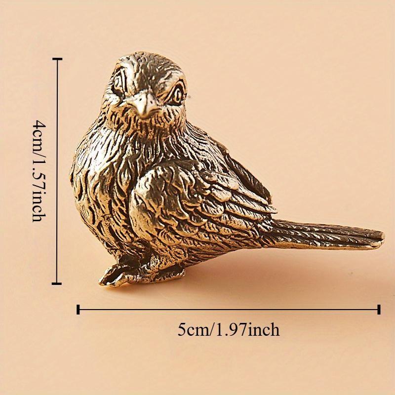 1 PC Vintage Solid Brass Jewelry Antique Small Sparrow Handle Piece Miniature Sparrow Tea Favor Antique Brass Bird Sculpture