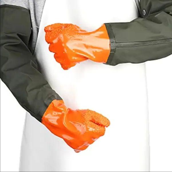 1Pair Long Waterproof Drain Cleaning Gloves Chemical Resistant Gloves PVC Reusable Heavy Duty Long Rubber Gloves