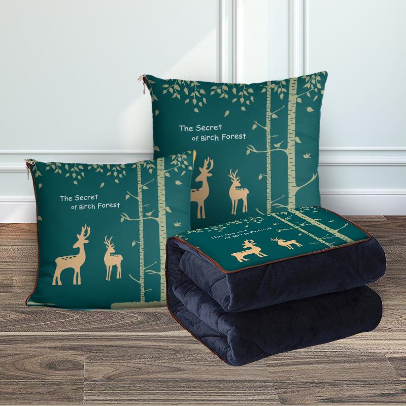 Custom Cartoon Plush Throw Pillow Blanket with Fleece Lining