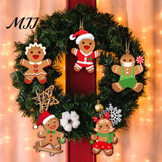 Holiday Tree Ornaments Gingerbread Man Hanging Ornaments, Wooden Figure Pendants, Decorations Rustic Christmas for Xmas Tree, Party Favors Decor