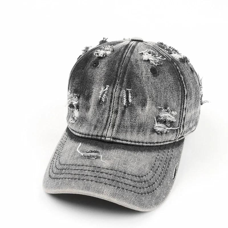 Summer Outdoor Sun Shade Washed Denim Hat For Men Snapback Trucker Hats High Quality Women Cap Worn Hole Baseball Caps
