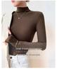 AW 2025 German Velvet Semi-High Neck Women's Slimming Long Sleeve Top