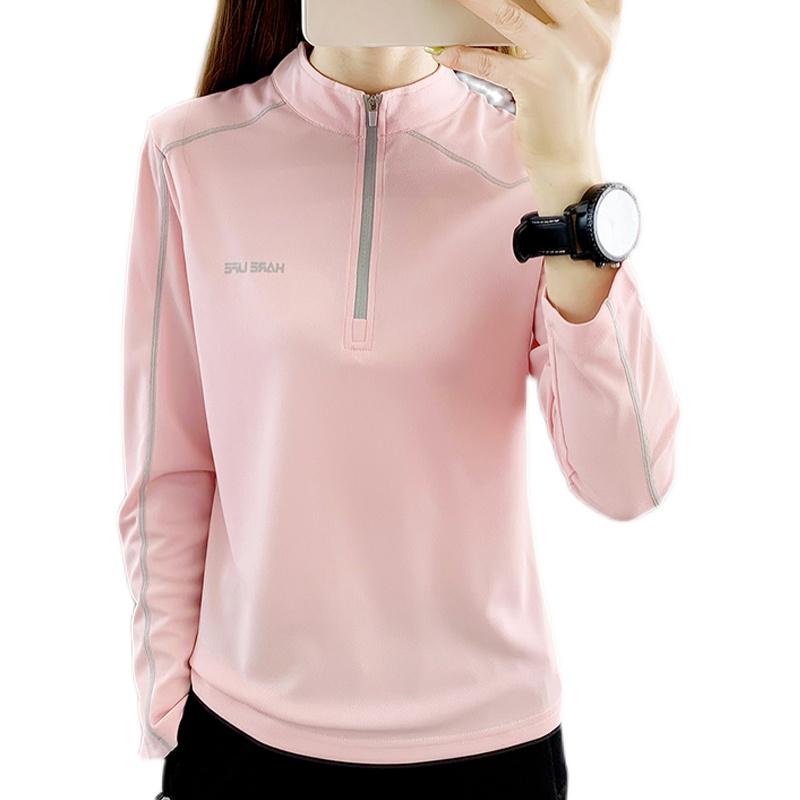 Women's Quick-Dry Long Sleeve Top for Sports, Fitness, Running, Hiking, and Mountaineering - Spring/Summer Lightweight Stand Collar Shirt.