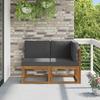 Outdoor Center and Corner Sofa Set 2 Pieces Natural and Anthracite