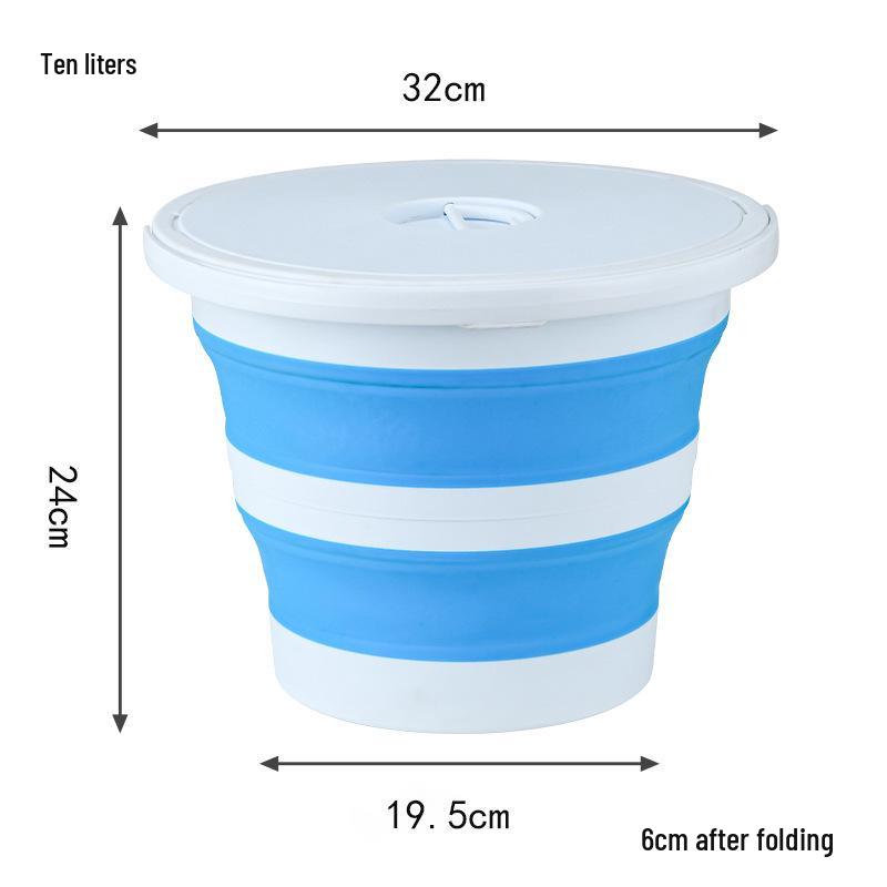 Portable Folding Bucket for Foot Soaking, Travel, Fishing, and Car Washing - Large Capacity Plastic Bucket Gray