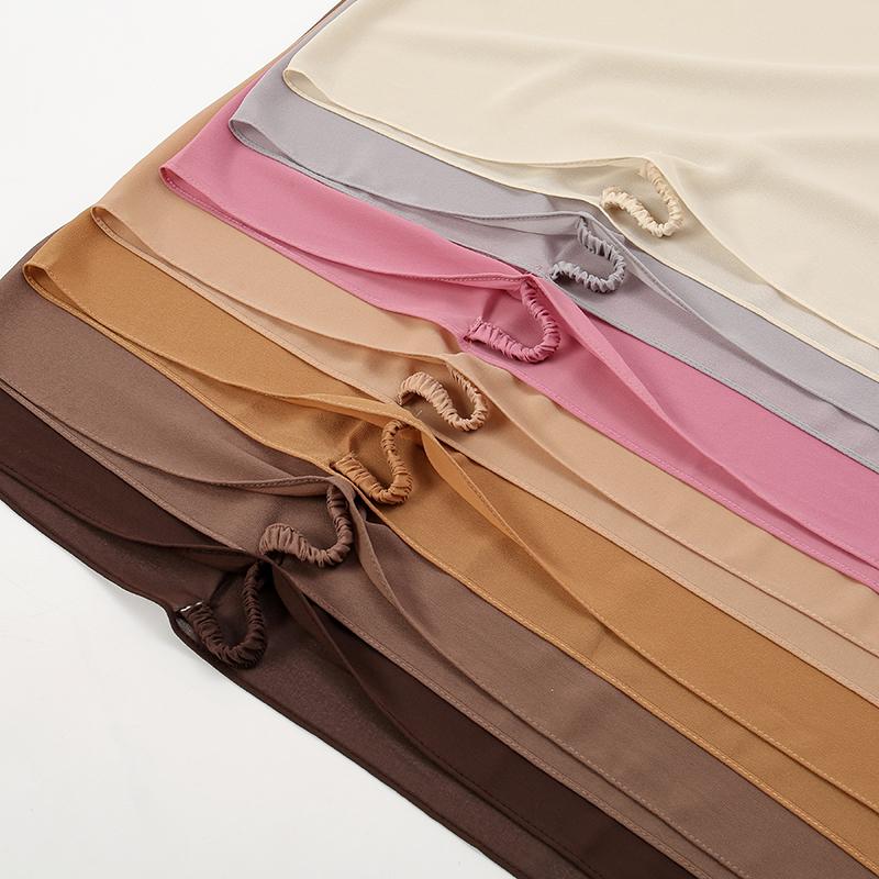 Sciarpa Hijab Istantanea in Chiffon Solido per Donna Musulmana Fascia Elastica Sottogola Hijab Moda Casual Foulard Islamico Turbante Bandana