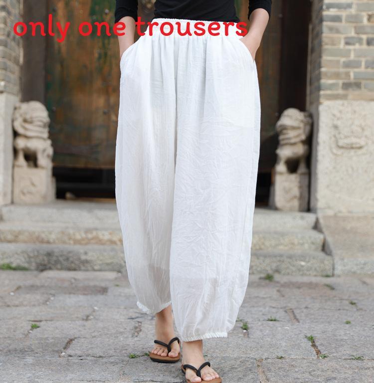 Cotton Linen Loose Fit Pants For Women Summer Boho Style Casual Trousers