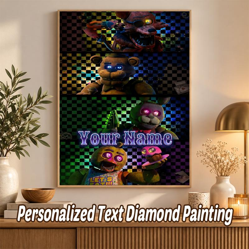 Kit Pittura Diamante 5D Nome Personalizzato Five Nights at Freddy’s Decorazione Artistica Diamante Full Drill Fai da Te