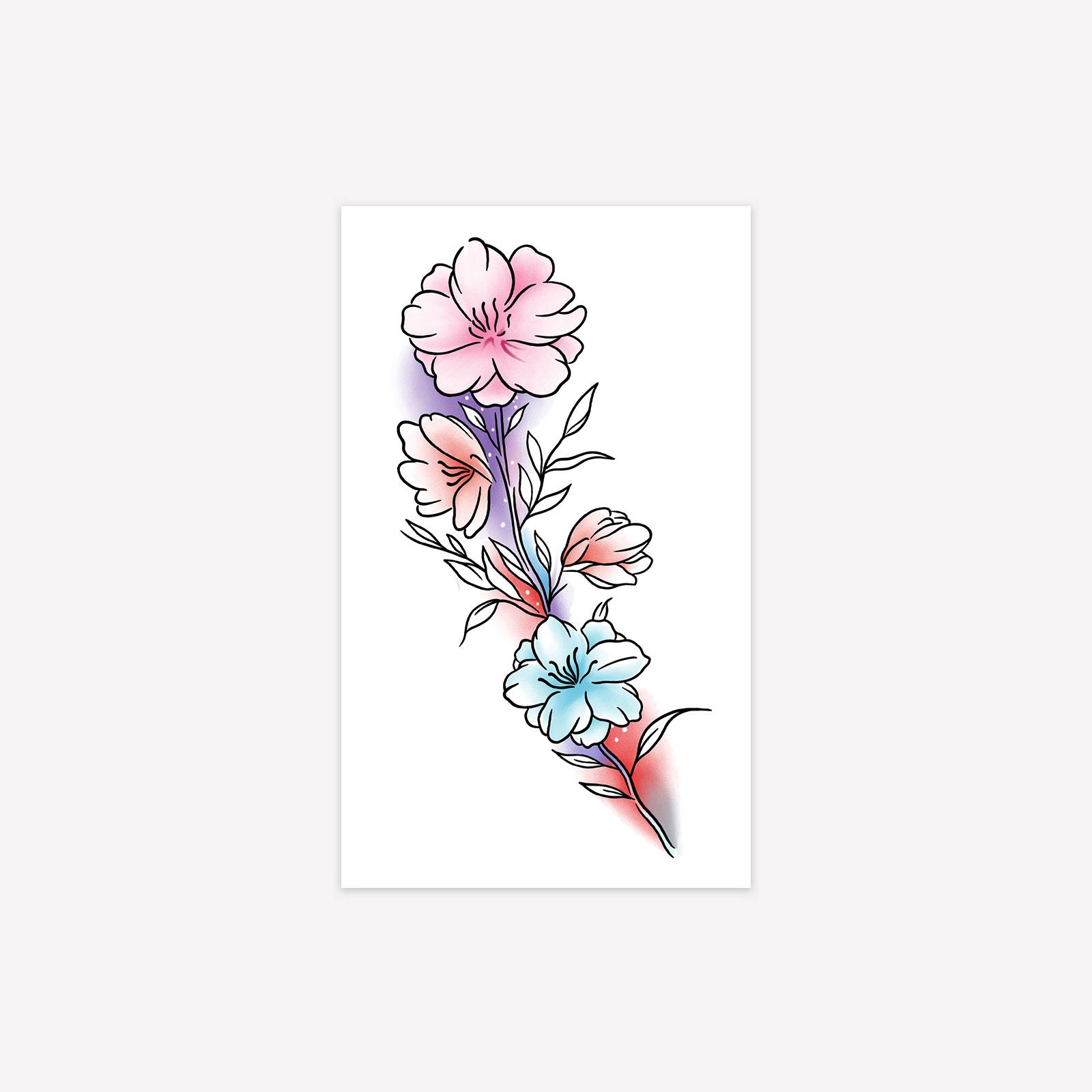 

High Sense Dopamine Personality Color Bouquet Pure Desire Girl Waist And Abdomen Tattoo Sticker 9*15