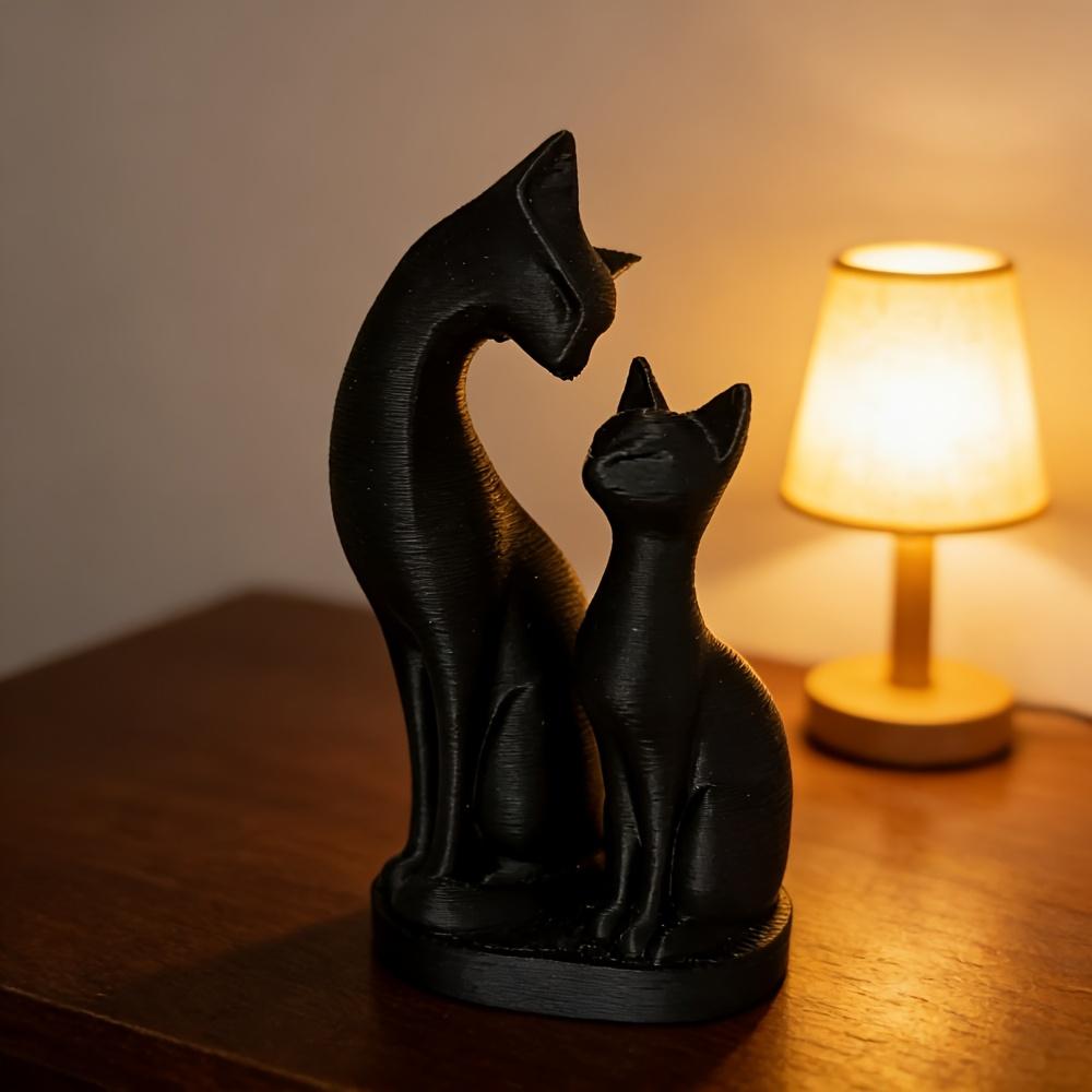 Mutter und Sohn Katzenstatue Ornamente, Katzen-Paar Skulpturen, Niedliche Katzen Dekorationen Schreibtisch Heimdekorationen, Valentinstagsgeschenke