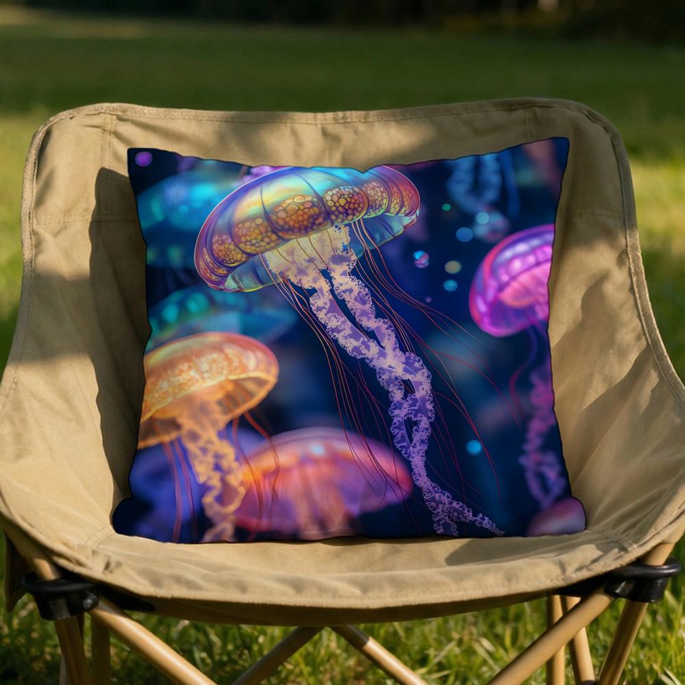 Marine Life Jellyfish Cushion Cover Soft Reversible Durable Pillow Cover MultiScene Use for Home Car Daily Comfort