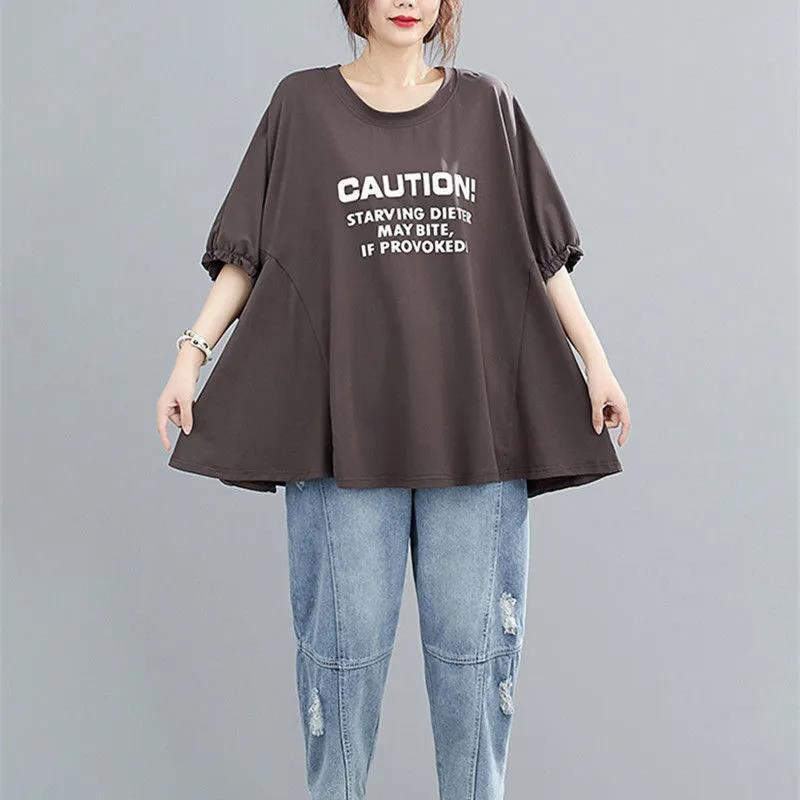 Spring and Summer Tops Age -reducing Thin Western Women's T-shirt Women's Belly Plus Size Loose Tops Clothing