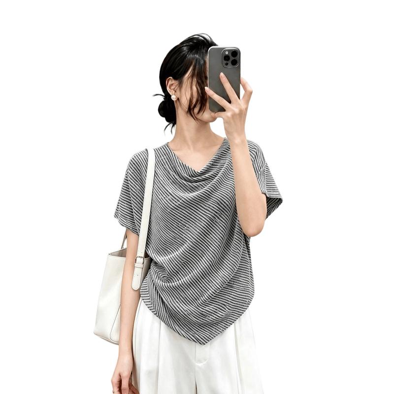 La Chapelle Women s Striped Cowl Neck T-shirt M